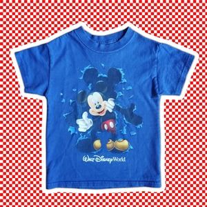 Disney Parks Exclusive Mickey Mouse Burst Through Tshirt Blue Kids Sz XS